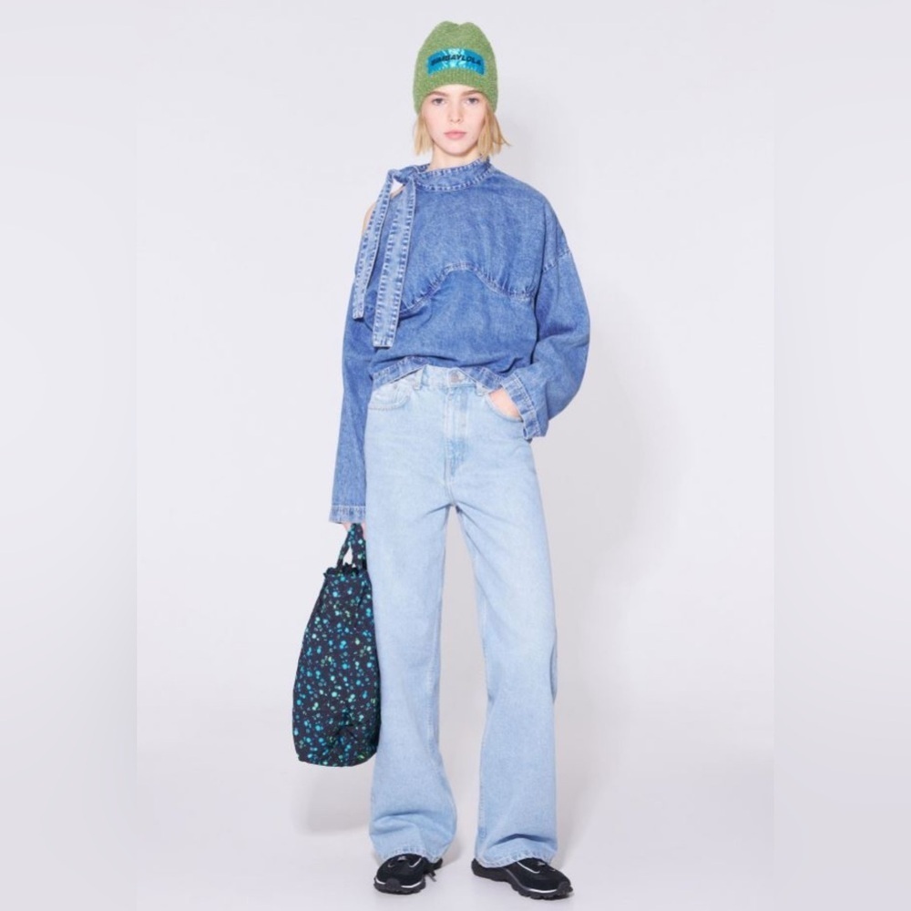 Bimba Y Lola Women's Denim Shirt with Blue‎ Bow, Size S
